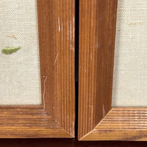 Pair of Vintage Framed Holly Hobbie Needlepoint Handmade Wall Decor Hugging Cat - Picture 10 of 13